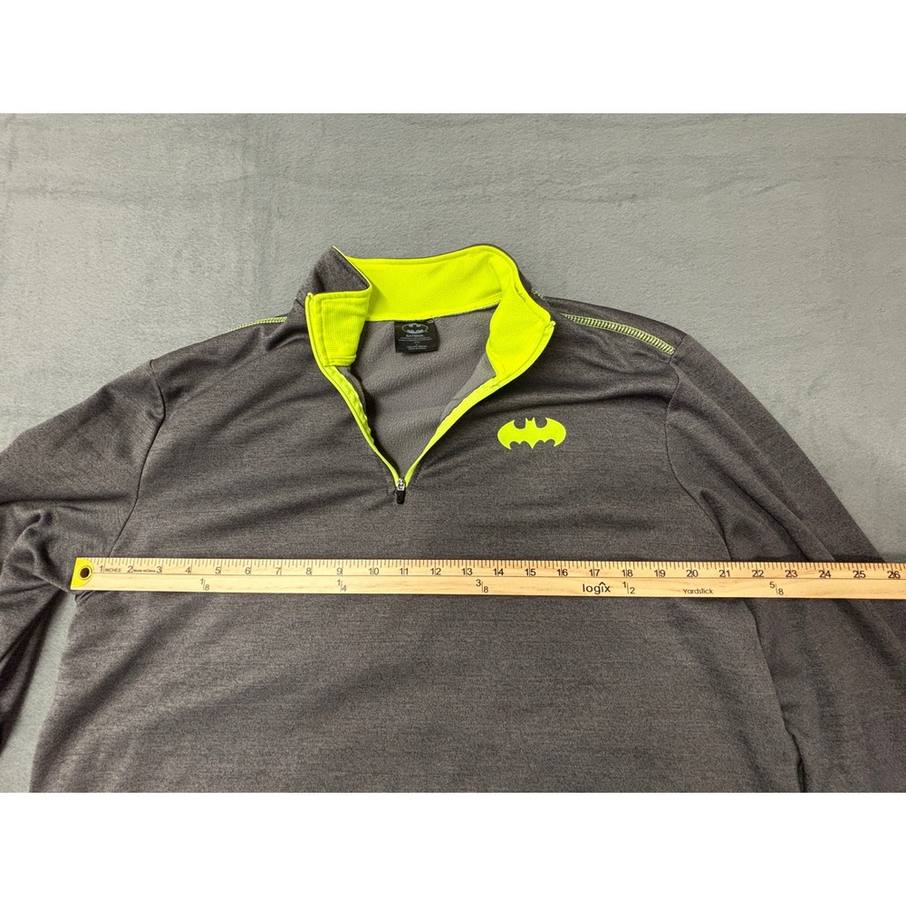 Batman DC Comics Youth Large Gray Neon Green 1/4 Zip Fleece Pullover Jacket L - Picture 7 of 12